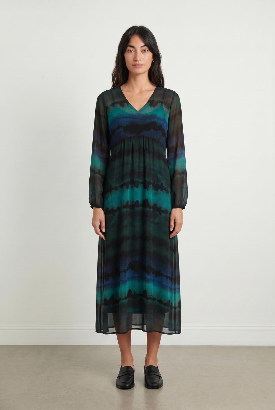 Robe Longue Bleu et Vert - Taille S/36 de la marque La Fée Maraboutée | PARAD106067 - Vendu par Paradigme - Image 1