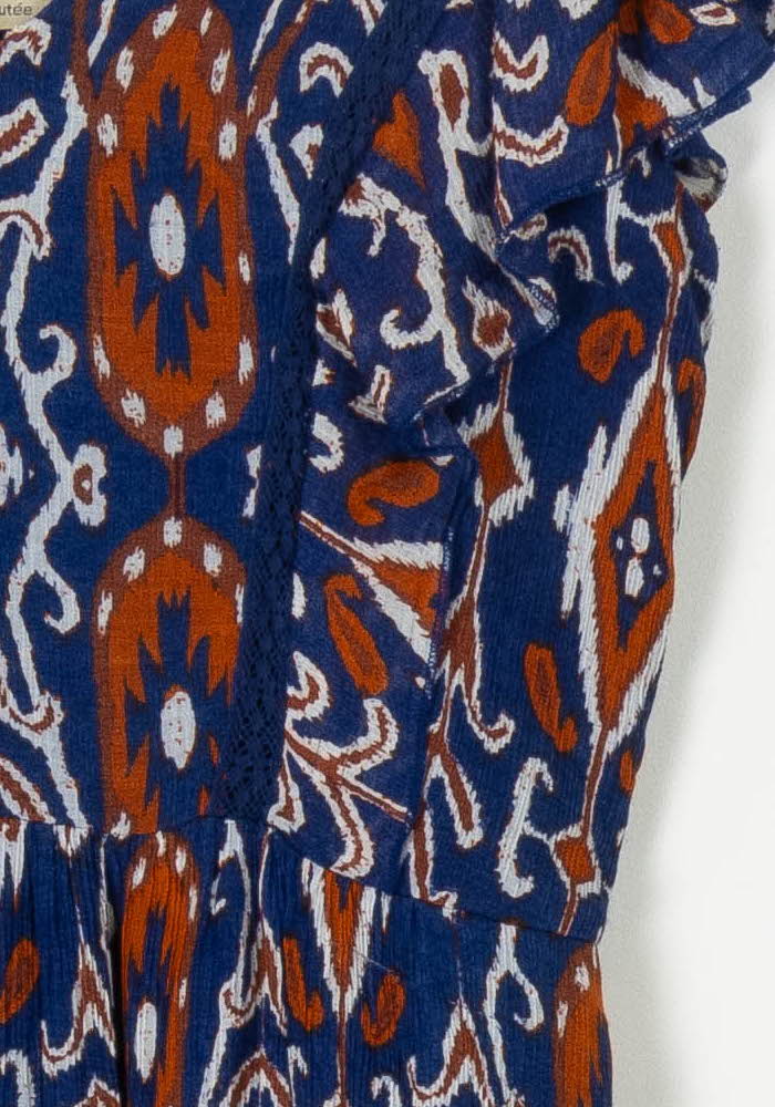 Robe Longue Bleue et Orange - Taille S/36 de la marque La Fée Maraboutée | PARAD106071 - Vendu par Paradigme - Image 3