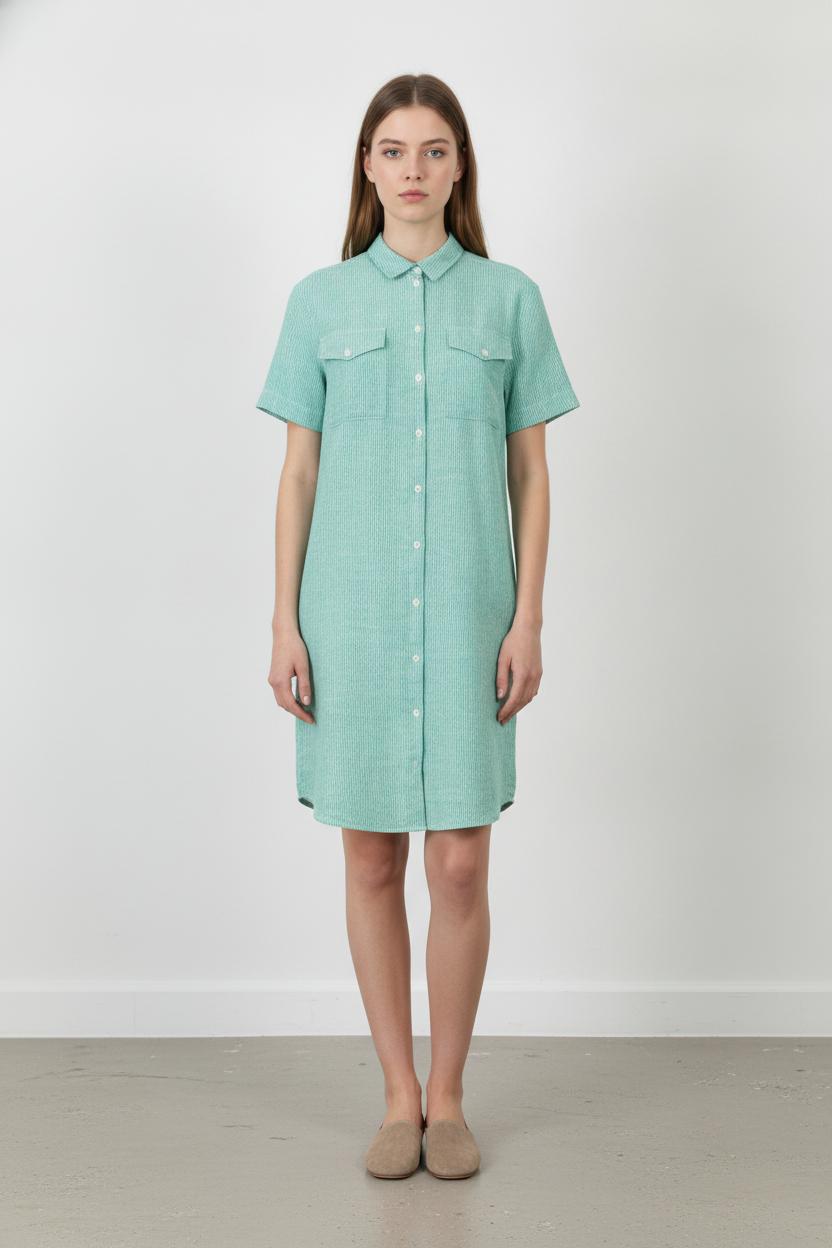 Robe chemise verte - Taille S/36 de la marque One Step | PARAD106077 - Vendu par Paradigme - Image 1