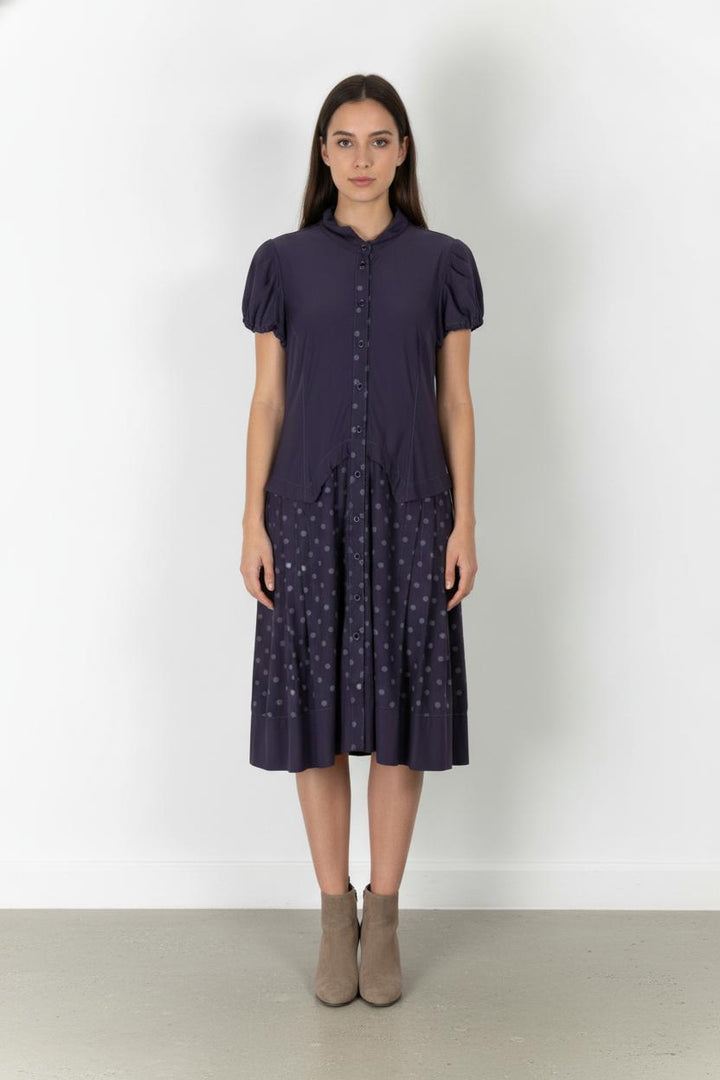Robe Chemise Violette à Pois - Taille M/38 de la marque Indies | PARAD106093 - Vendu par Paradigme - Image 1