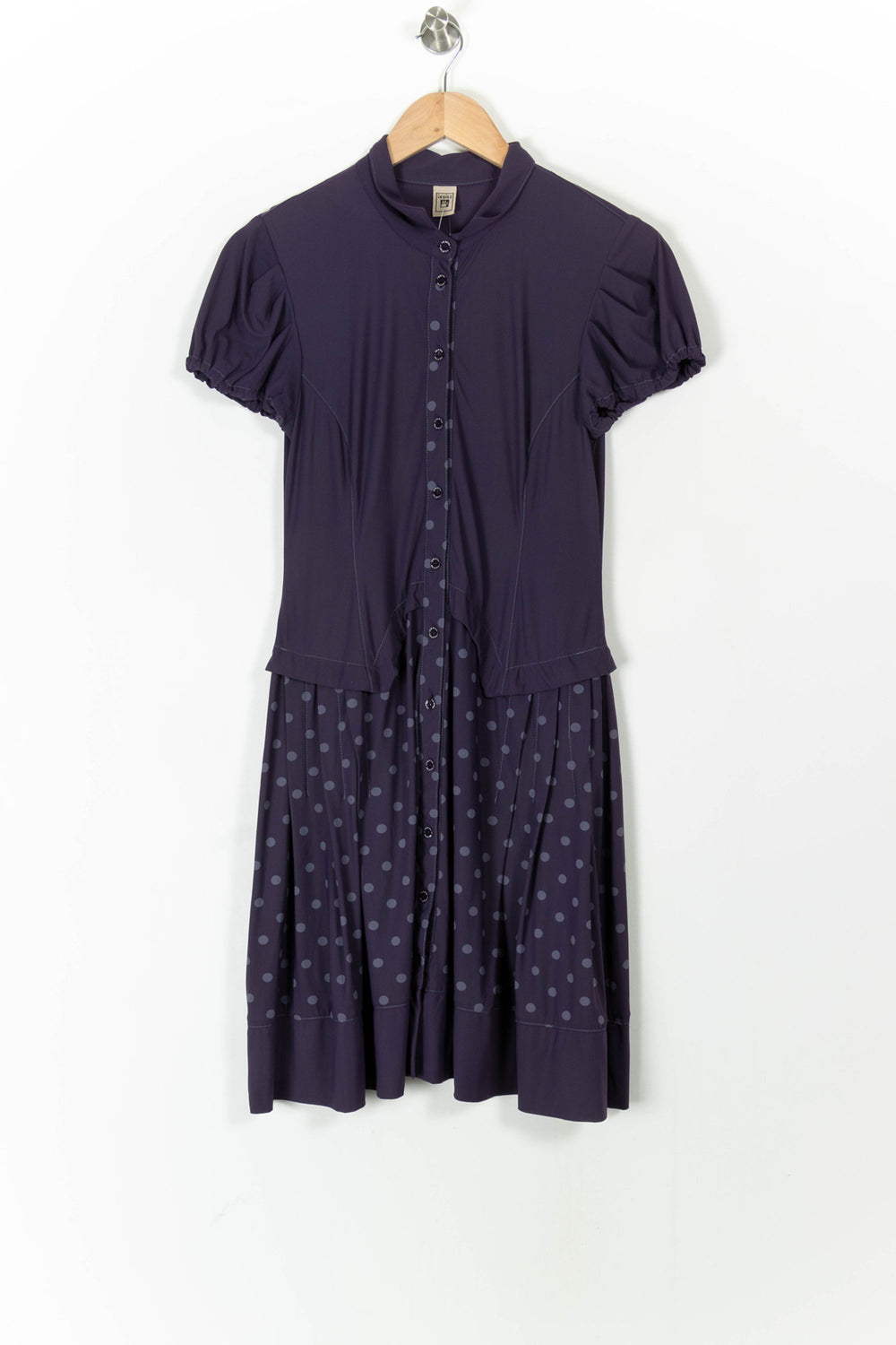 Robe Chemise Violette à Pois - Taille M/38 de la marque Indies | PARAD106093 - Vendu par Paradigme - Image 2