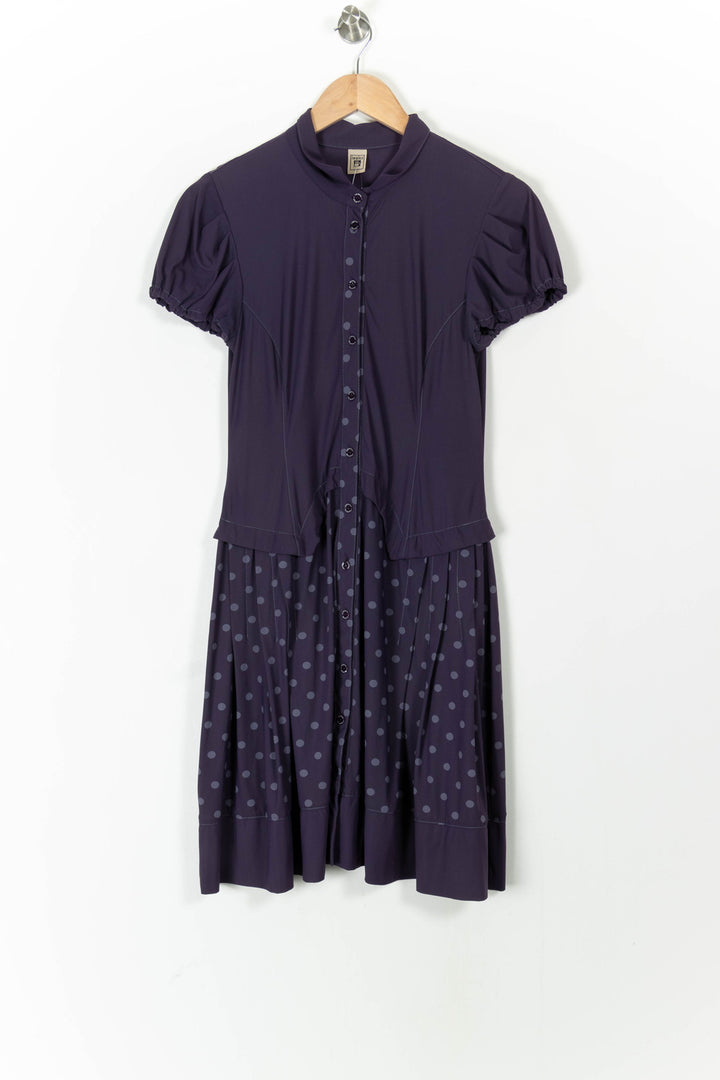 Robe Chemise Violette à Pois - Taille M/38 de la marque Indies | PARAD106093 - Vendu par Paradigme - Image 2