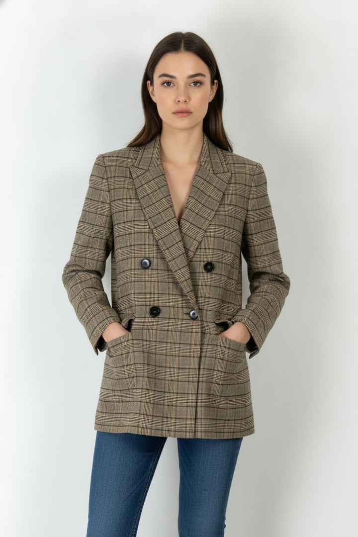 Blazer Beige à Carreaux - Taille M/38 de la marque La Fée Maraboutée | PARAD106094 - Vendu par Paradigme - Image 1