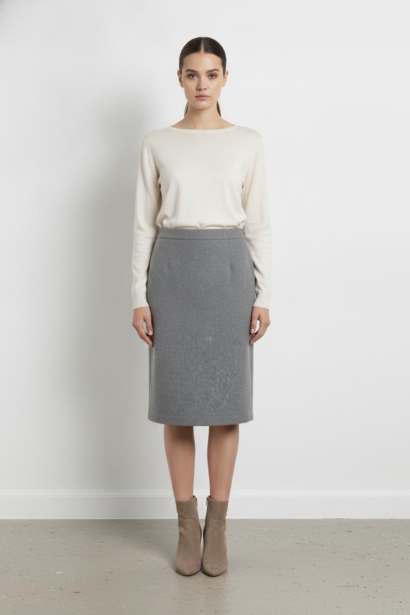 Jupe Droite Grise - Taille L/40 de la marque The Frankie Shop | PARAD106103 - Vendu par Paradigme - Image 1