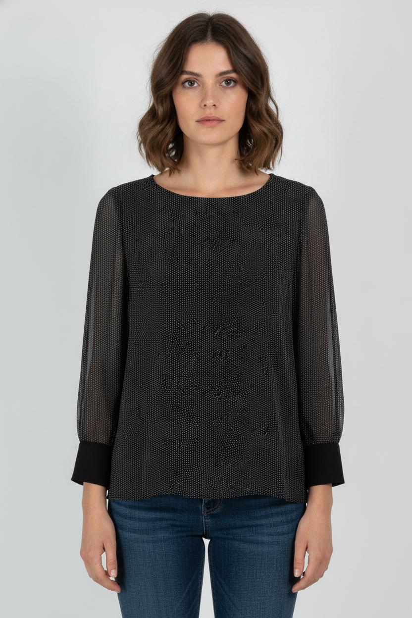 Blouse Noire et Blanche - Taille S/36 de la marque Claudie Pierlot | PARAD106117 - Vendu par Paradigme - Image 1