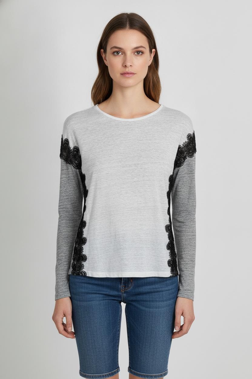 Tunique Grise et Noire - Taille S/36 de la marque Sandro | PARAD106122 - Vendu par Paradigme - Image 1