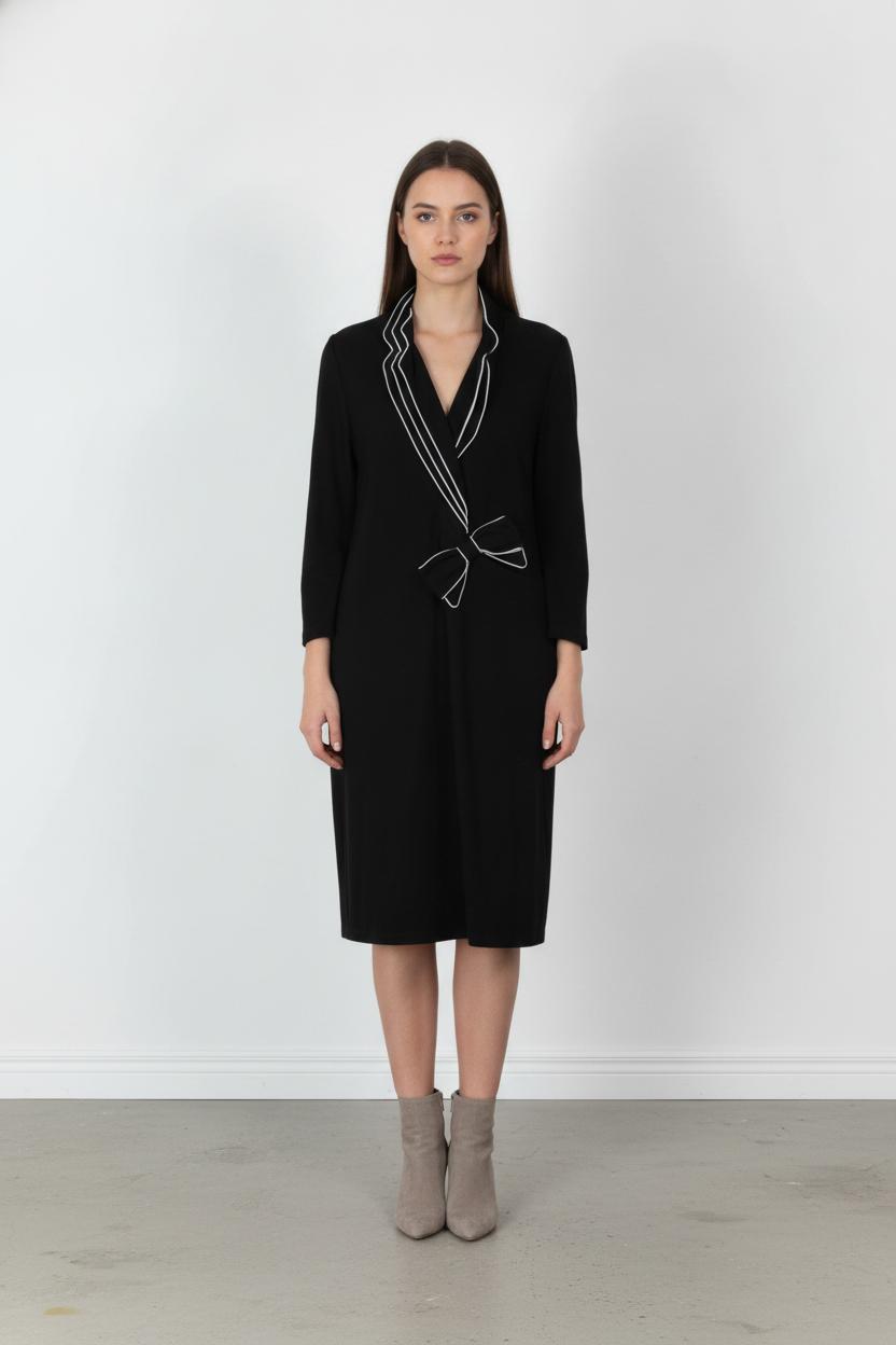Robe Midi Noire et Blanche - Taille XXXL/46 de la marque Indies | PARAD106125 - Vendu par Paradigme - Image 1