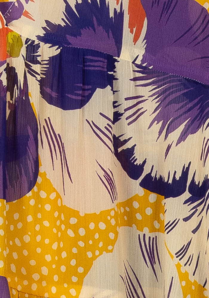 Blouse Fleurie Jaune et Violette - Taille M/38 de la marque Indies | PARAD106151 - Vendu par Paradigme - Image 3