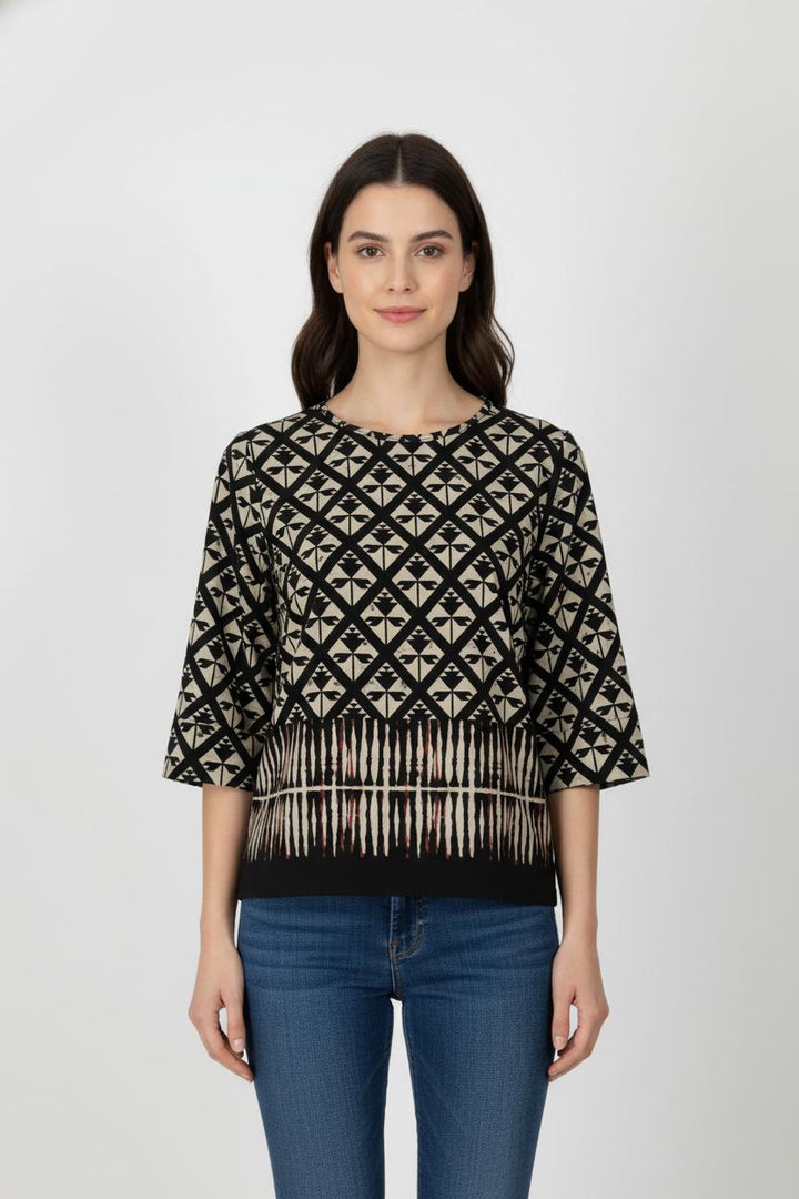 Blouse Noire et Beige - Taille XS/34 de la marque La Fée Maraboutée | PARAD106153 - Vendu par Paradigme - Image 1