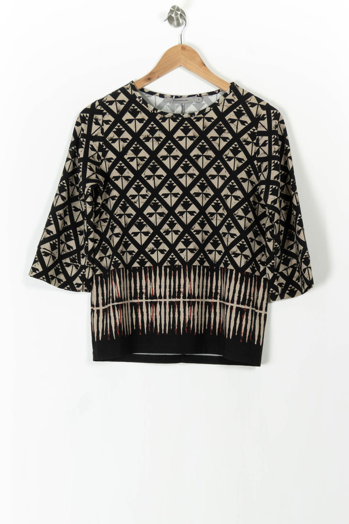 Blouse Noire et Beige - Taille XS/34 de la marque La Fée Maraboutée | PARAD106153 - Vendu par Paradigme - Image 2