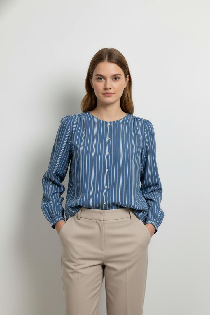 Blouse Bleu et Blanc - Taille XL/42 de la marque La Fée Maraboutée | PARAD106188 - Vendu par Paradigme - Image 1