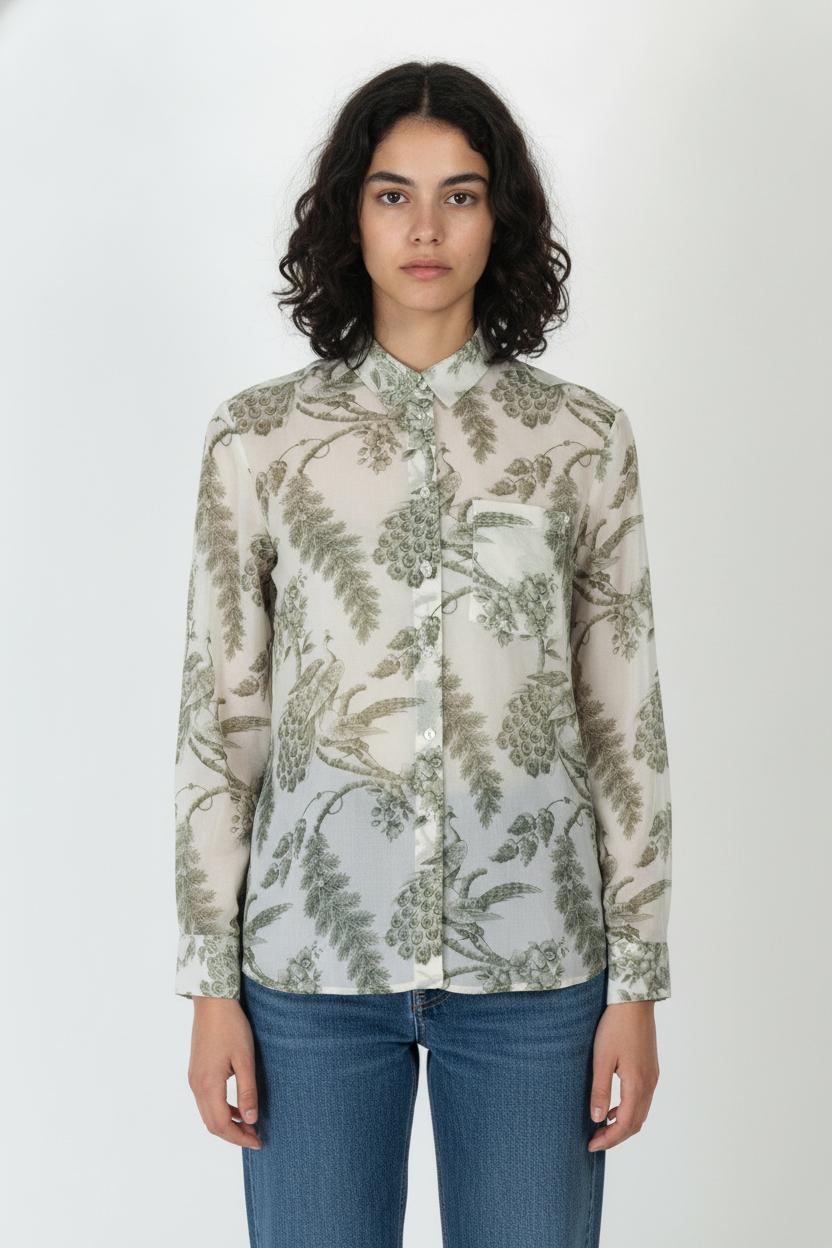 Chemise Blanche et Verte - Taille XS/34 de la marque Maison 123 | PARAD106191 - Vendu par Paradigme - Image 1