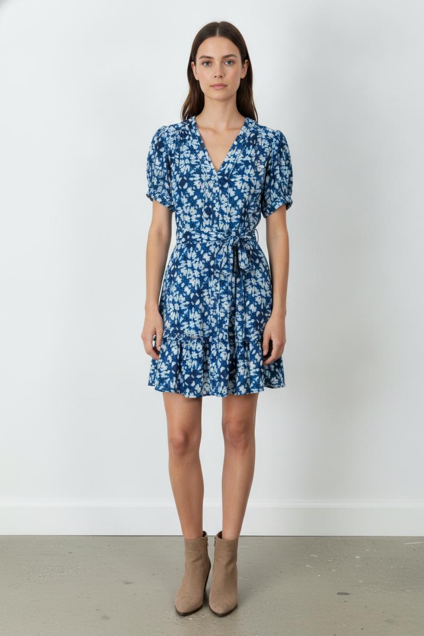 Robe Fleurie Bleue et Blanche - Taille S/36 de la marque Suncoo | PARAD106195 - Vendu par Paradigme - Image 1