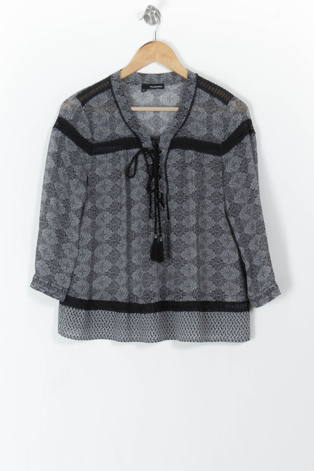 Blouse Grise et Noire - Taille M/38 de la marque The Kooples | PARAD106203 - Vendu par Paradigme - Image 2