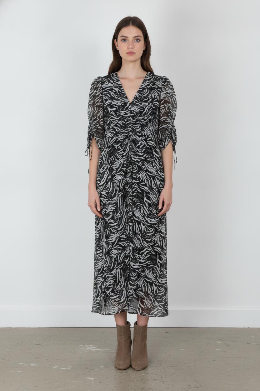 Robe Midi Noire et Blanche - Taille M/38 de la marque The Kooples | PARAD106209 - Vendu par Paradigme - Image 1