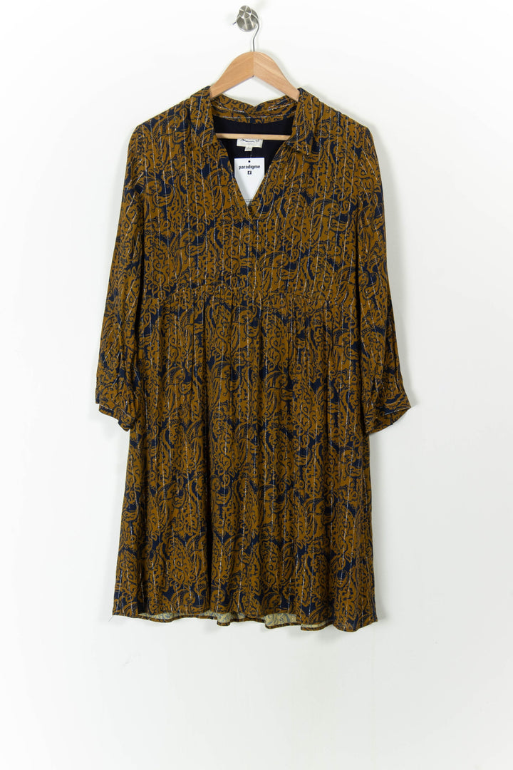 Robe Courte Marron et Bleu - Taille XL/42 de la marque Maison 123 | PARAD106211 - Vendu par Paradigme - Image 2