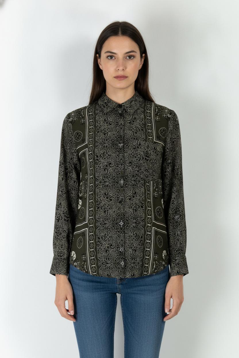 Chemisier Vert et Noir - Taille S/36 de la marque La Fée Maraboutée | PARAD106212 - Vendu par Paradigme - Image 1