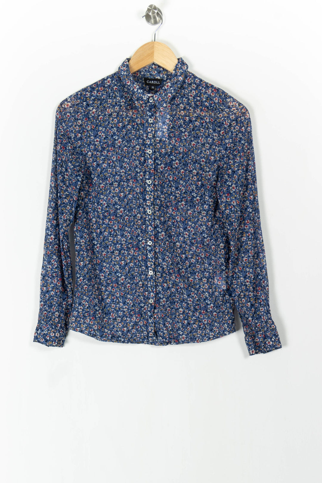Chemise Fleurie Bleue - Taille S/36 de la marque Caroll | PARAD106227 - Vendu par Paradigme - Image 2