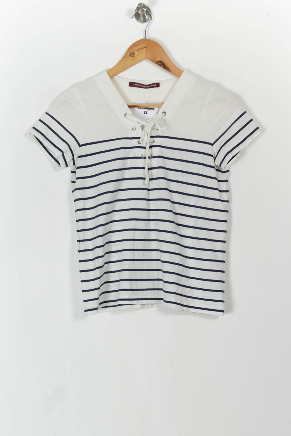 Tee-shirt Blanc et Bleu Marin - Taille XS/34 de la marque Comptoir des Cotonniers | PARAD106230 - Vendu par Paradigme - Image 2
