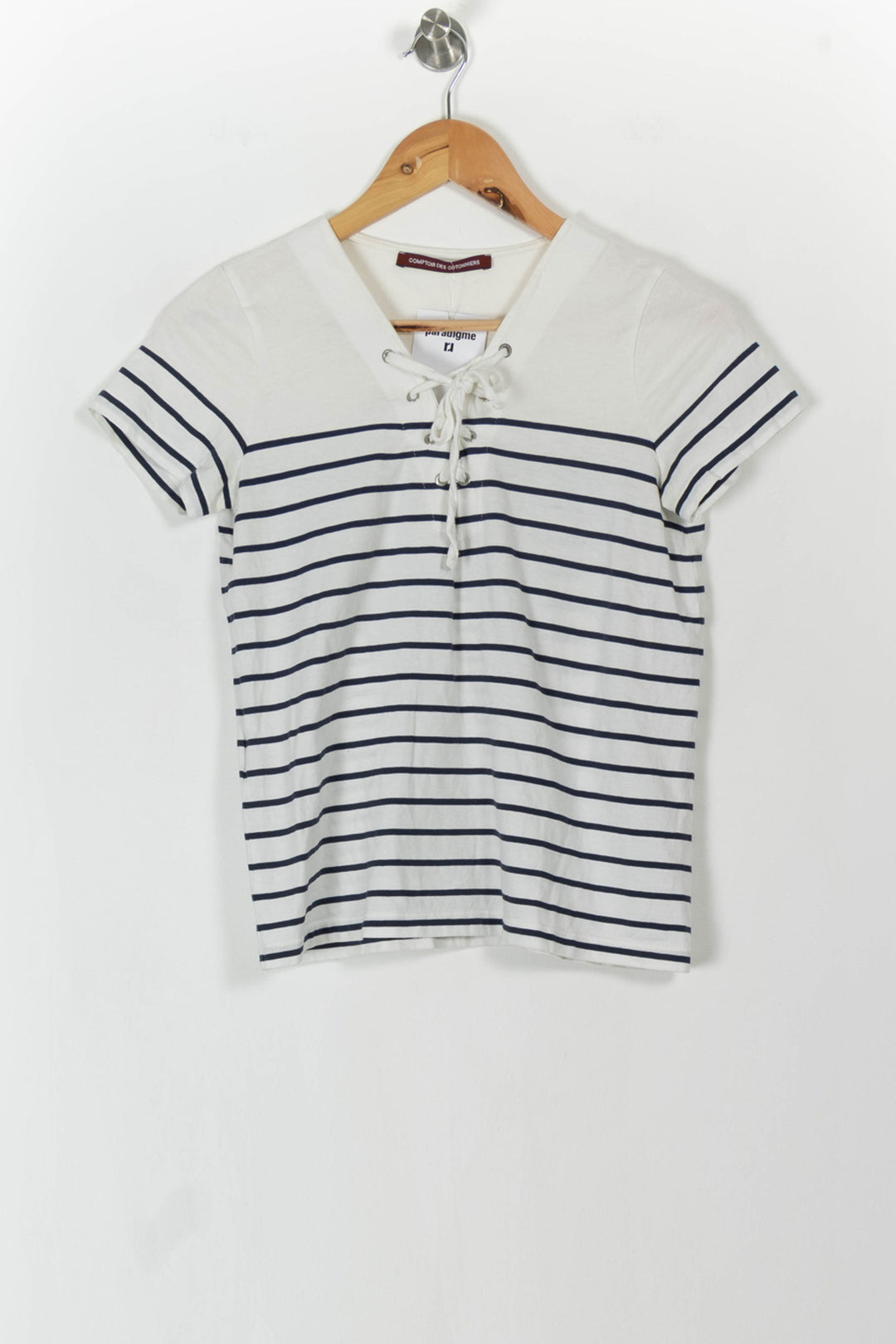 Tee-shirt Blanc et Bleu Marin - Taille XS/34 de la marque Comptoir des Cotonniers | PARAD106230 - Vendu par Paradigme - Image 2