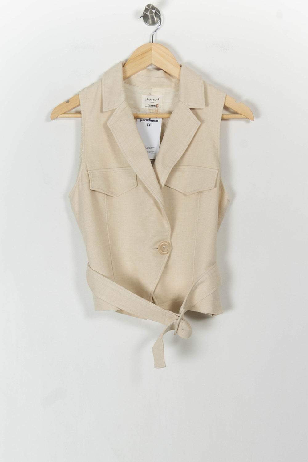 Gilet Sans Manches Beige - Taille S/36 de la marque Maison 123 | PARAD106234 - Vendu par Paradigme - Image 2