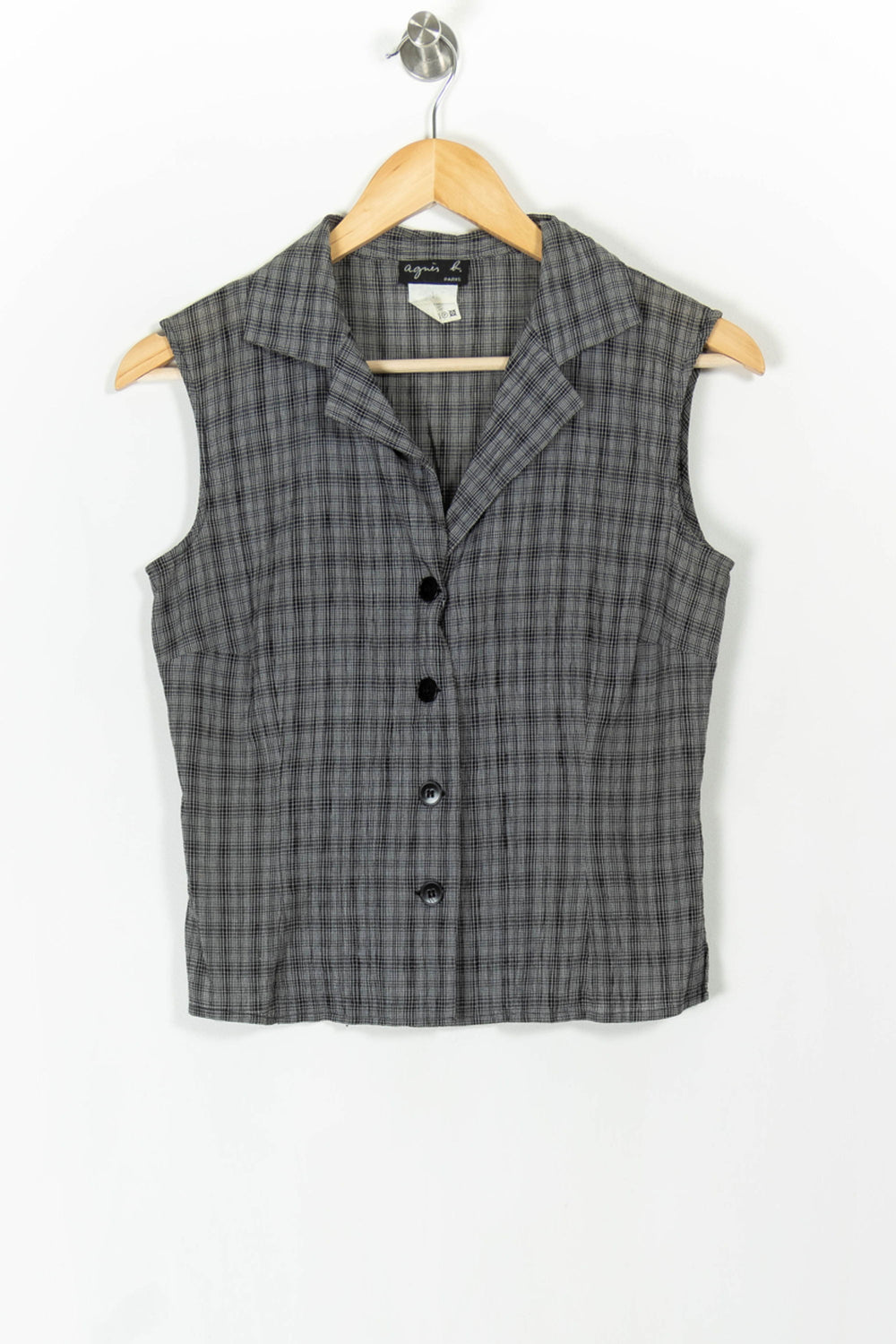 Blouse Sans Manches Grise - Taille S/36 de la marque Agnès b. | PARAD106346 - Vendu par Paradigme - Image 2