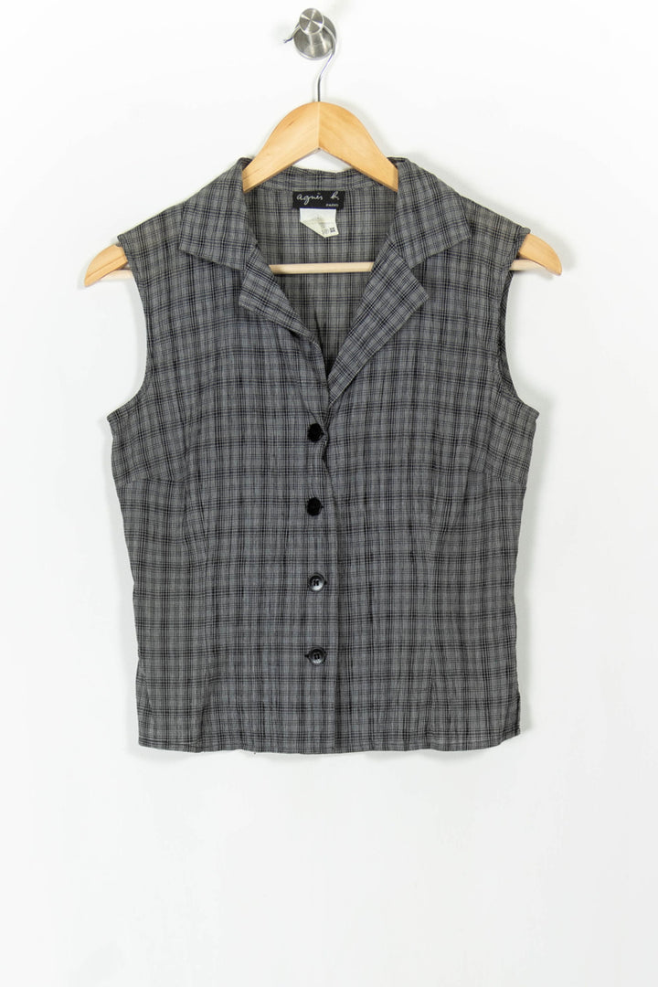 Blouse Sans Manches Grise - Taille S/36 de la marque Agnès b. | PARAD106346 - Vendu par Paradigme - Image 2