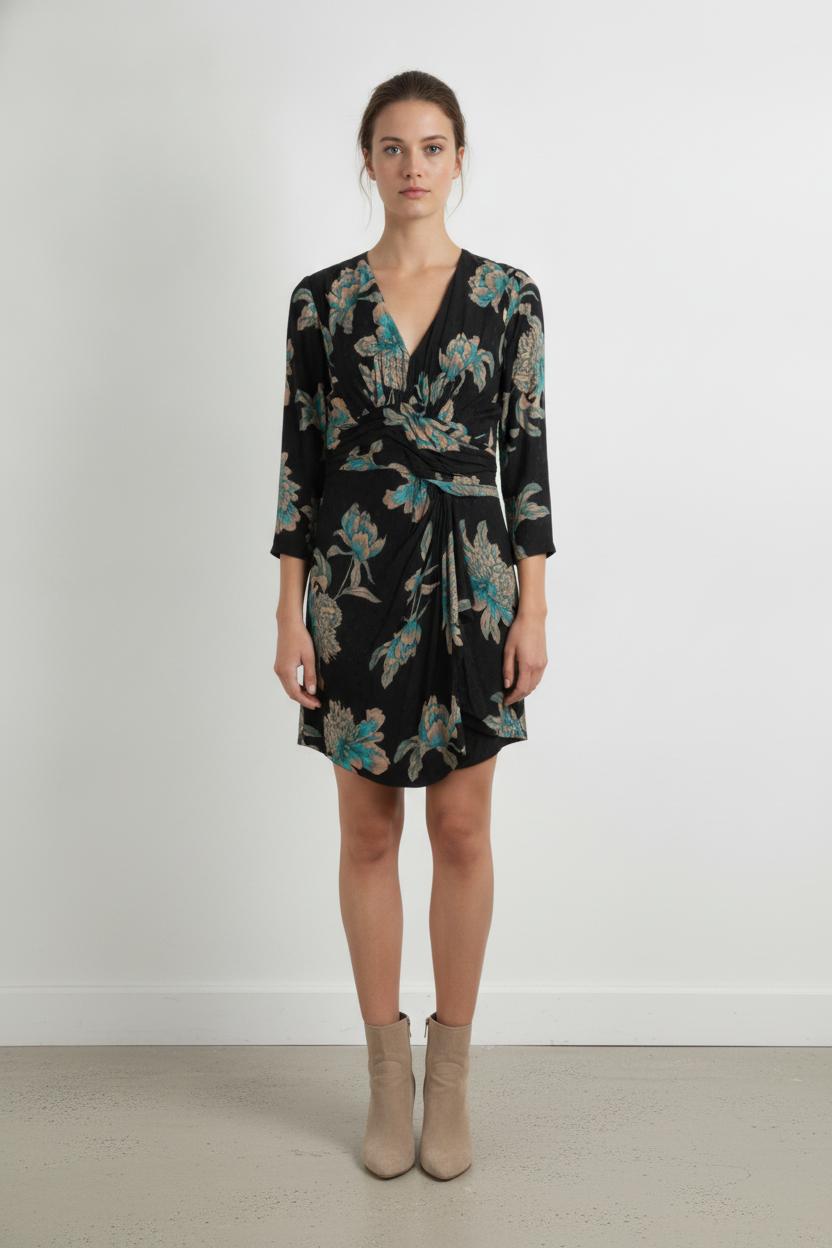 Robe Courte Noire et Verte - Taille M/38 de la marque Sandro | PARAD106364 - Vendu par Paradigme - Image 1
