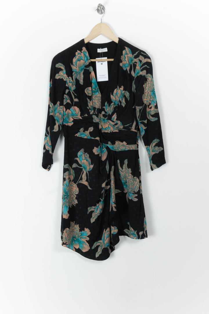 Robe Courte Noire et Verte - Taille M/38 de la marque Sandro | PARAD106364 - Vendu par Paradigme - Image 2