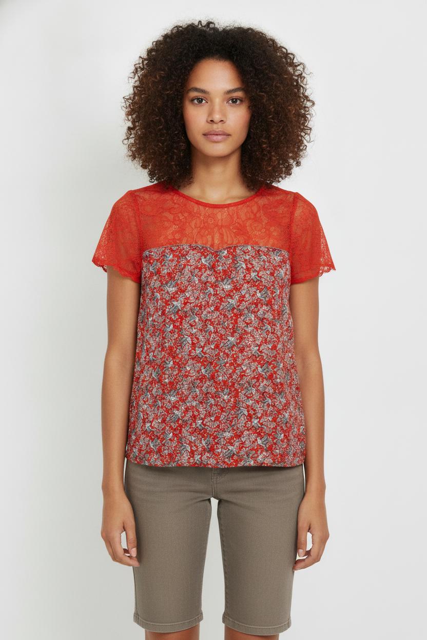 Blouse Rouge et Grise - Taille S/36 de la marque Grace & Mila | PARAD106369 - Vendu par Paradigme - Image 1