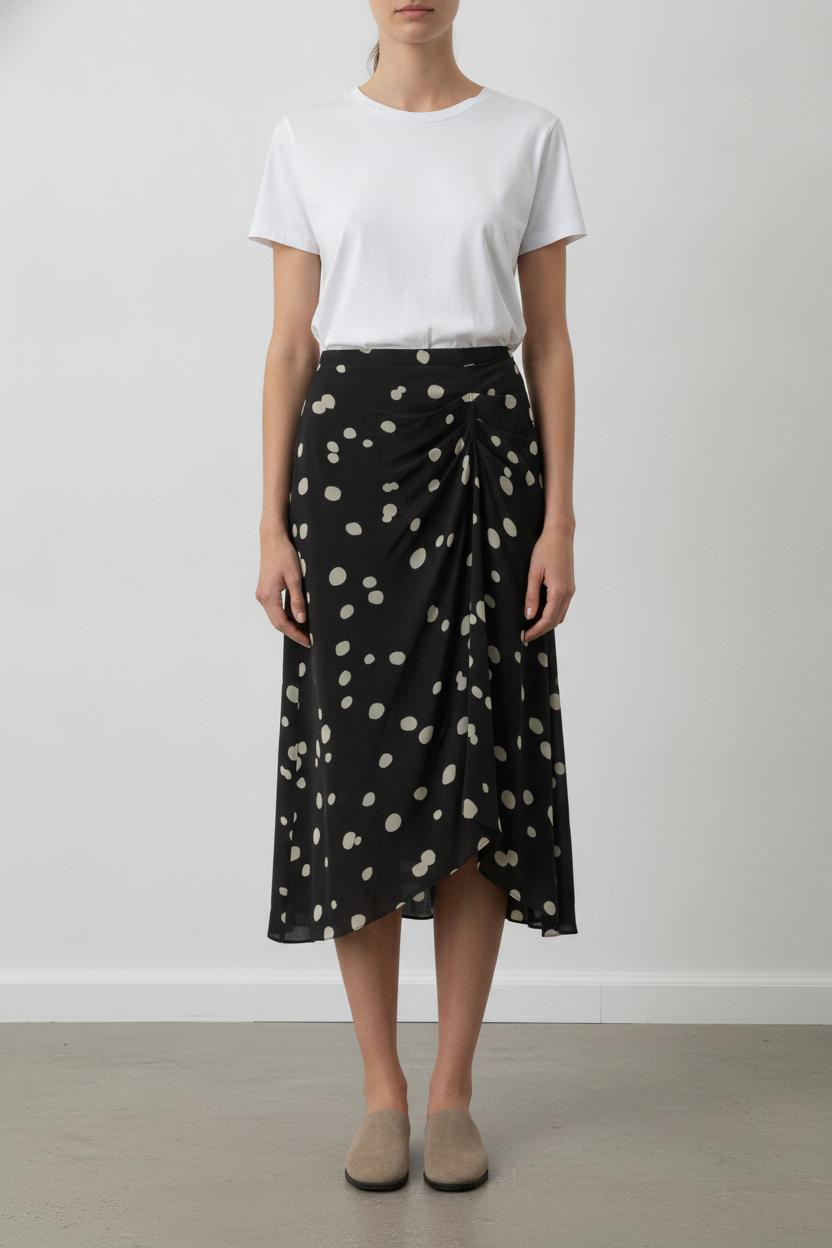 Jupe Midi Noire à Pois Blancs - Taille M/38 de la marque ba&sh | PARAD106373 - Vendu par Paradigme - Image 1