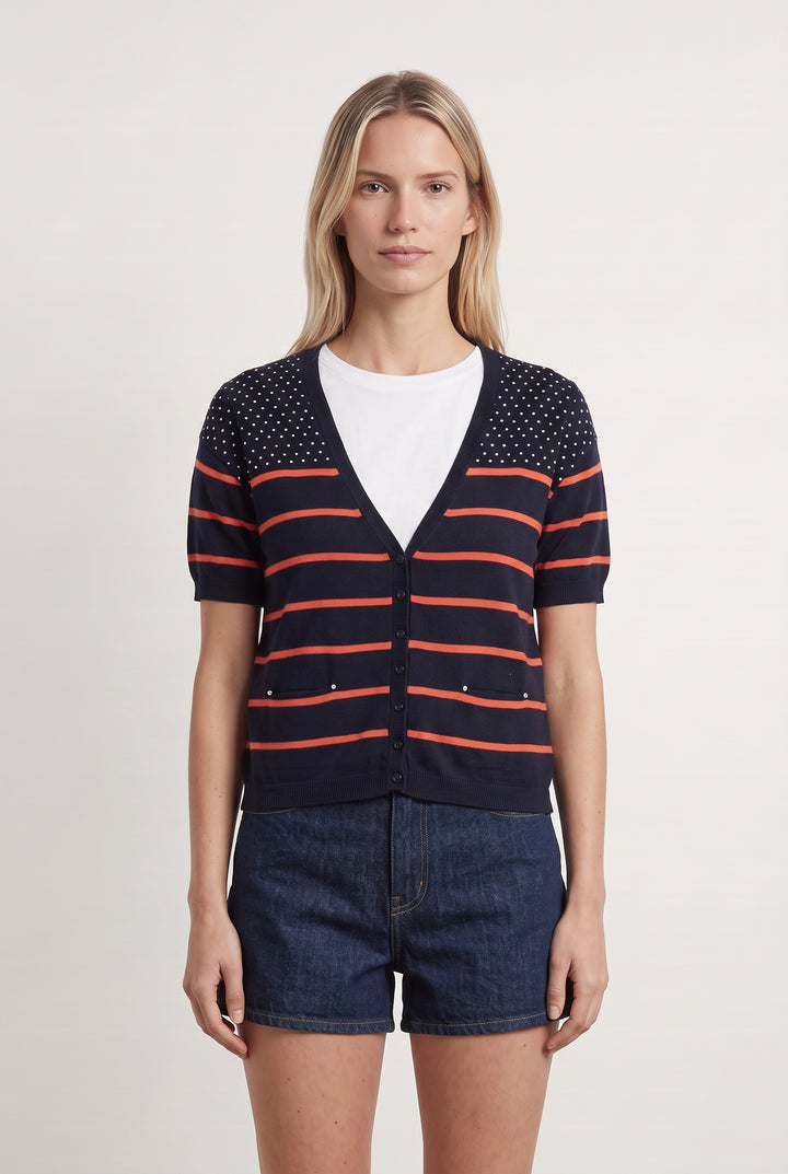 Cardigan Bleu et Rouge - Taille M/38 de la marque Sud express | PARAD106375 - Vendu par Paradigme - Image 1