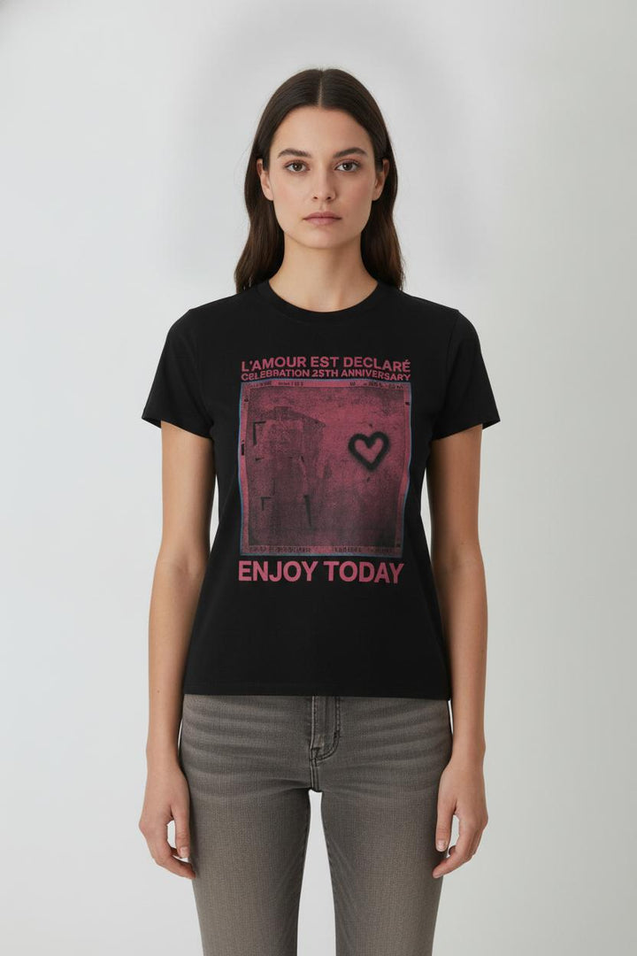 Tee-shirt Noir et Rose - Taille XS/34 de la marque Zadig&Voltaire | PARAD106380 - Vendu par Paradigme - Image 1