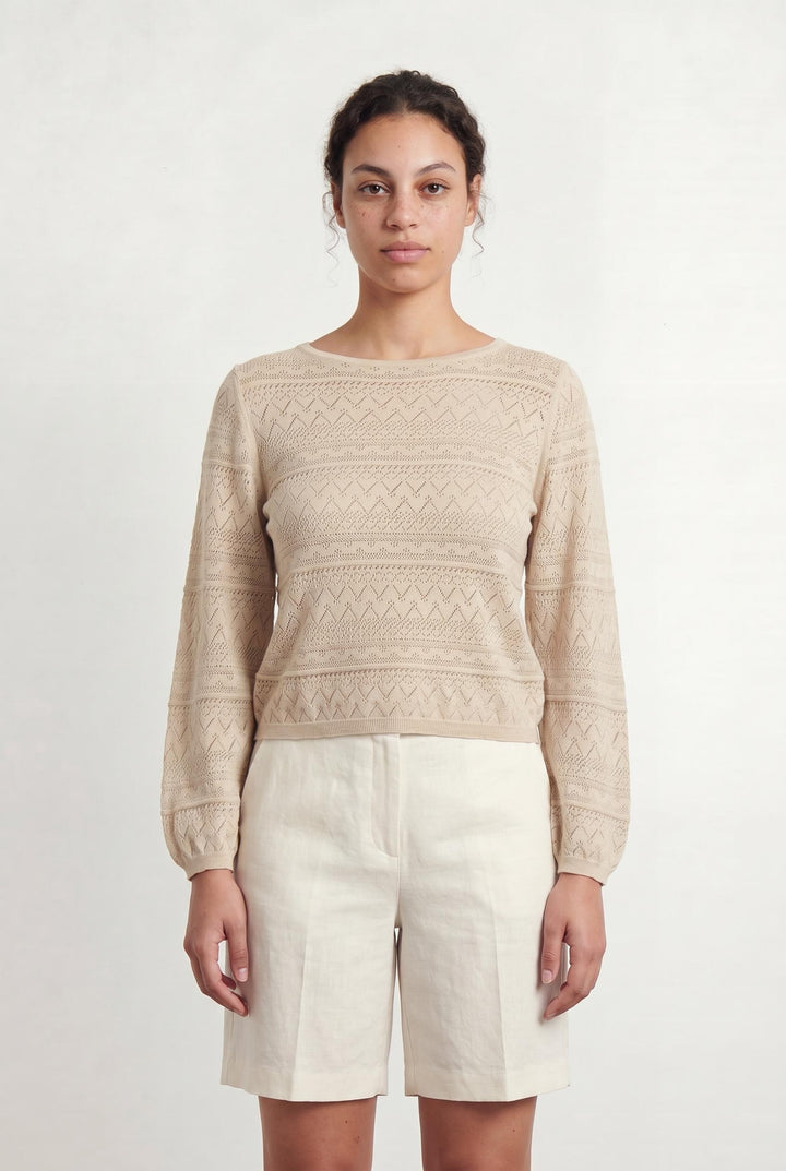 Pull Beige - Taille L/40 de la marque La Fée Maraboutée | PARAD106409 - Vendu par Paradigme - Image 1