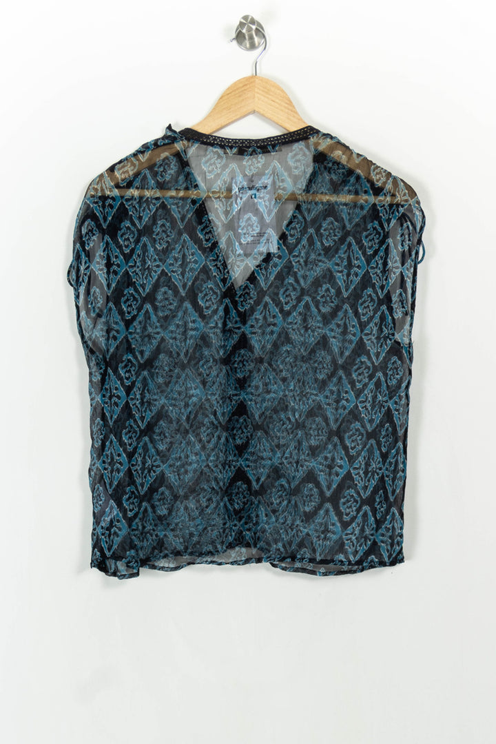 Blouse Bleue et Noire - Taille M/38 de la marque La Fée Maraboutée | PARAD106421 - Vendu par Paradigme - Image 4
