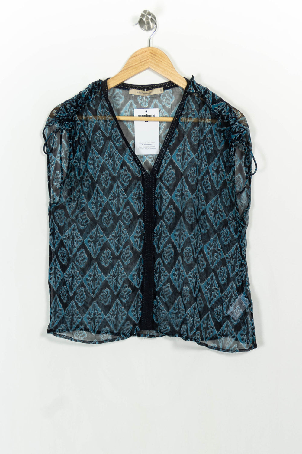 Blouse Bleue et Noire - Taille M/38 de la marque La Fée Maraboutée | PARAD106421 - Vendu par Paradigme - Image 2