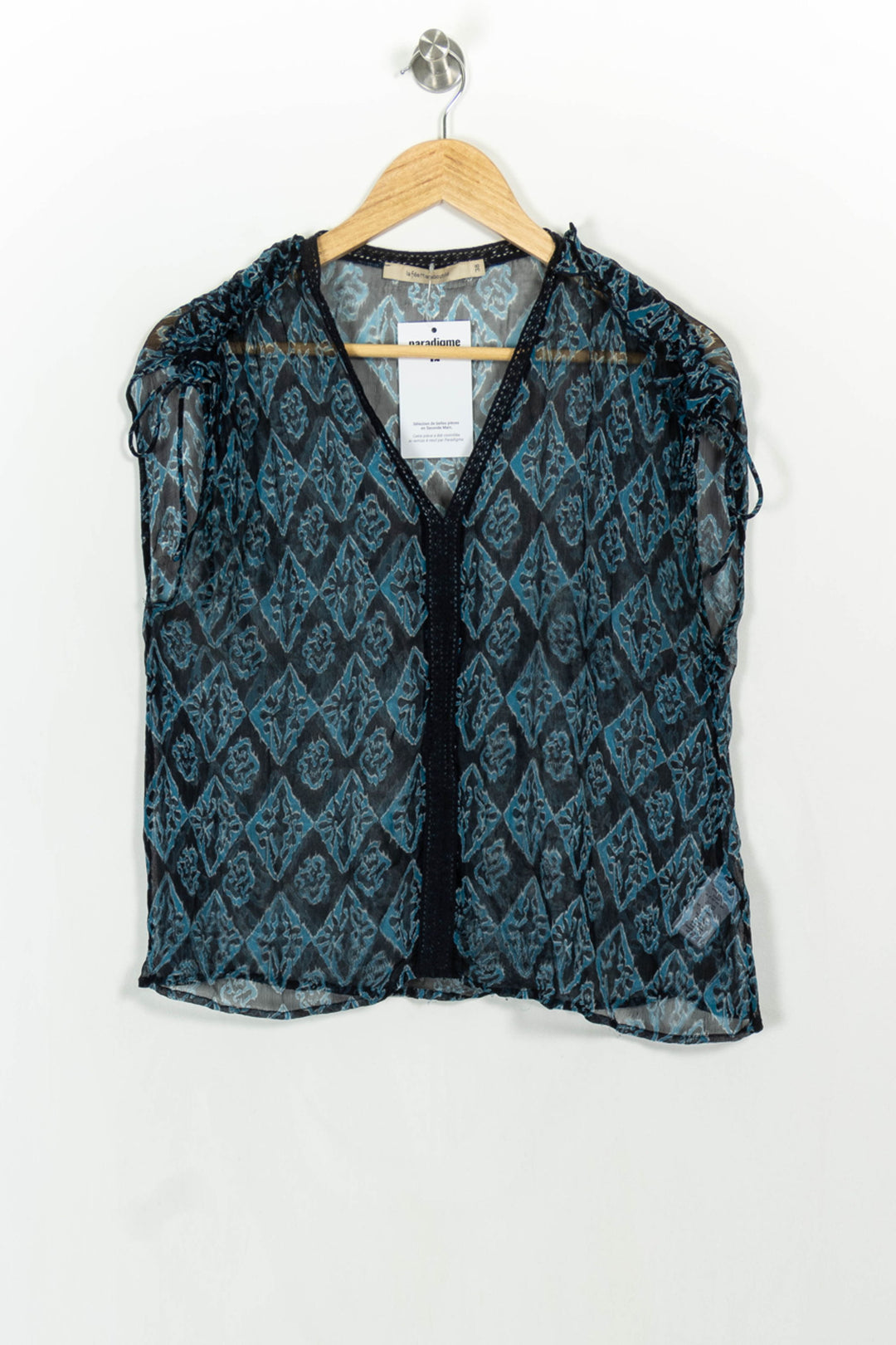 Blouse Bleue et Noire - Taille M/38 de la marque La Fée Maraboutée | PARAD106421 - Vendu par Paradigme - Image 2