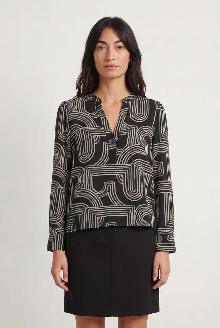 Blouse Noire et Blanche - Taille S/36 de la marque La Fée Maraboutée | PARAD106429 - Vendu par Paradigme - Image 1