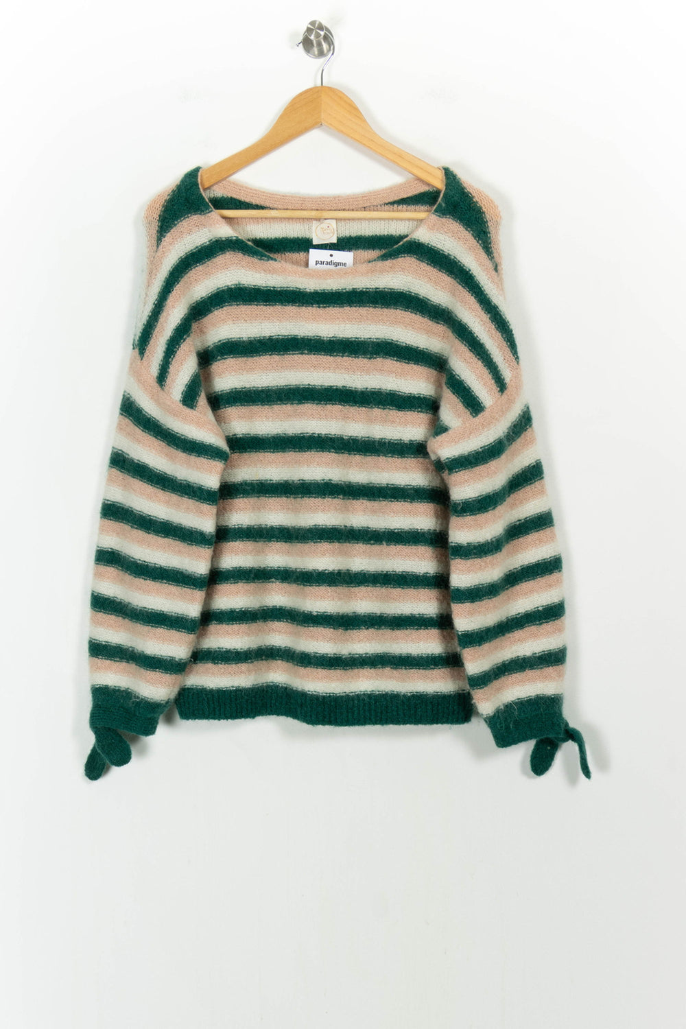 Pull Rayé Vert et Beige - Taille M/38 de la marque Des petits hauts | PARAD106442 - Vendu par Paradigme - Image 2