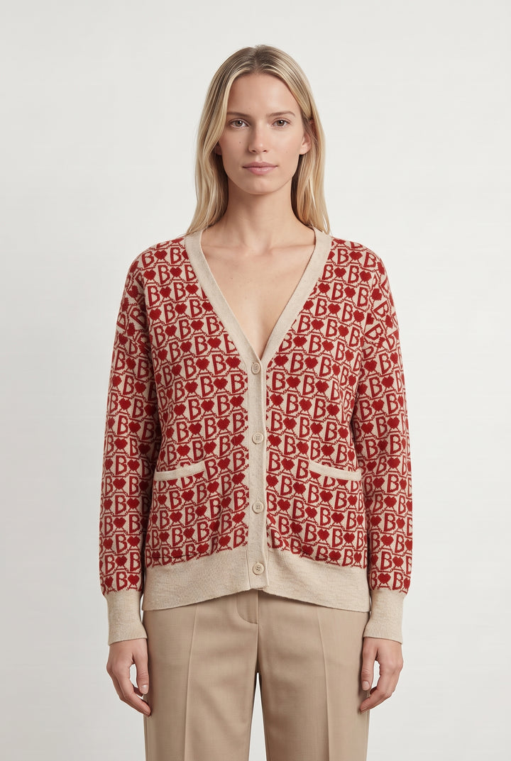 Cardigan Rouge et Beige - Taille XS/34 de la marque Bérénice | PARAD106454 - Vendu par Paradigme - Image 1
