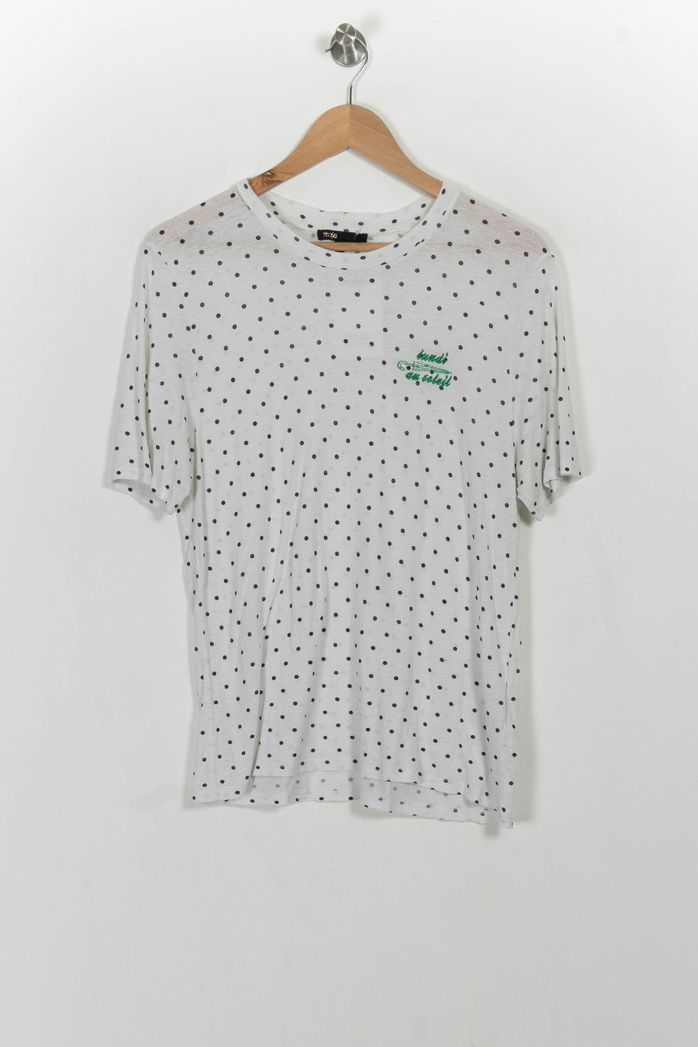 Tee-shirt Blanc à Pois Noirs - Taille S/36 de la marque Maje | PARAD106483 - Vendu par Paradigme - Image 2