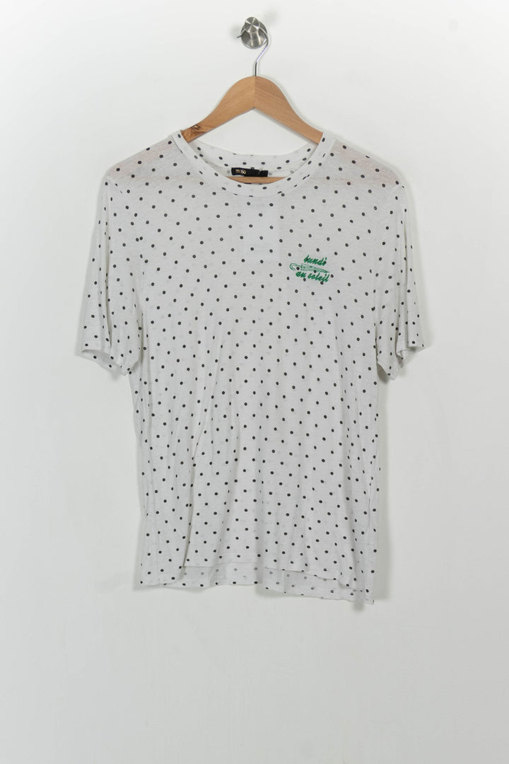 Tee-shirt Blanc à Pois Noirs - Taille S/36 de la marque Maje | PARAD106483 - Vendu par Paradigme - Image 2