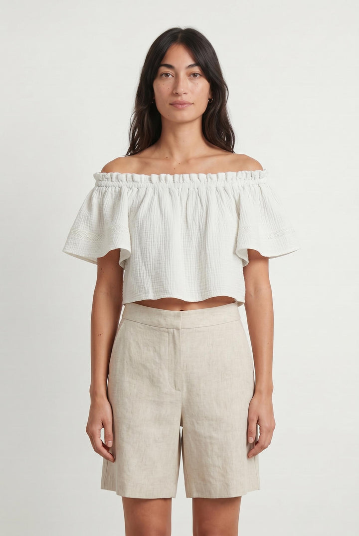 Top Bardot Blanc - Taille M/38 de la marque Maison Stella & Suzie | PARAD106484 - Vendu par Paradigme - Image 1