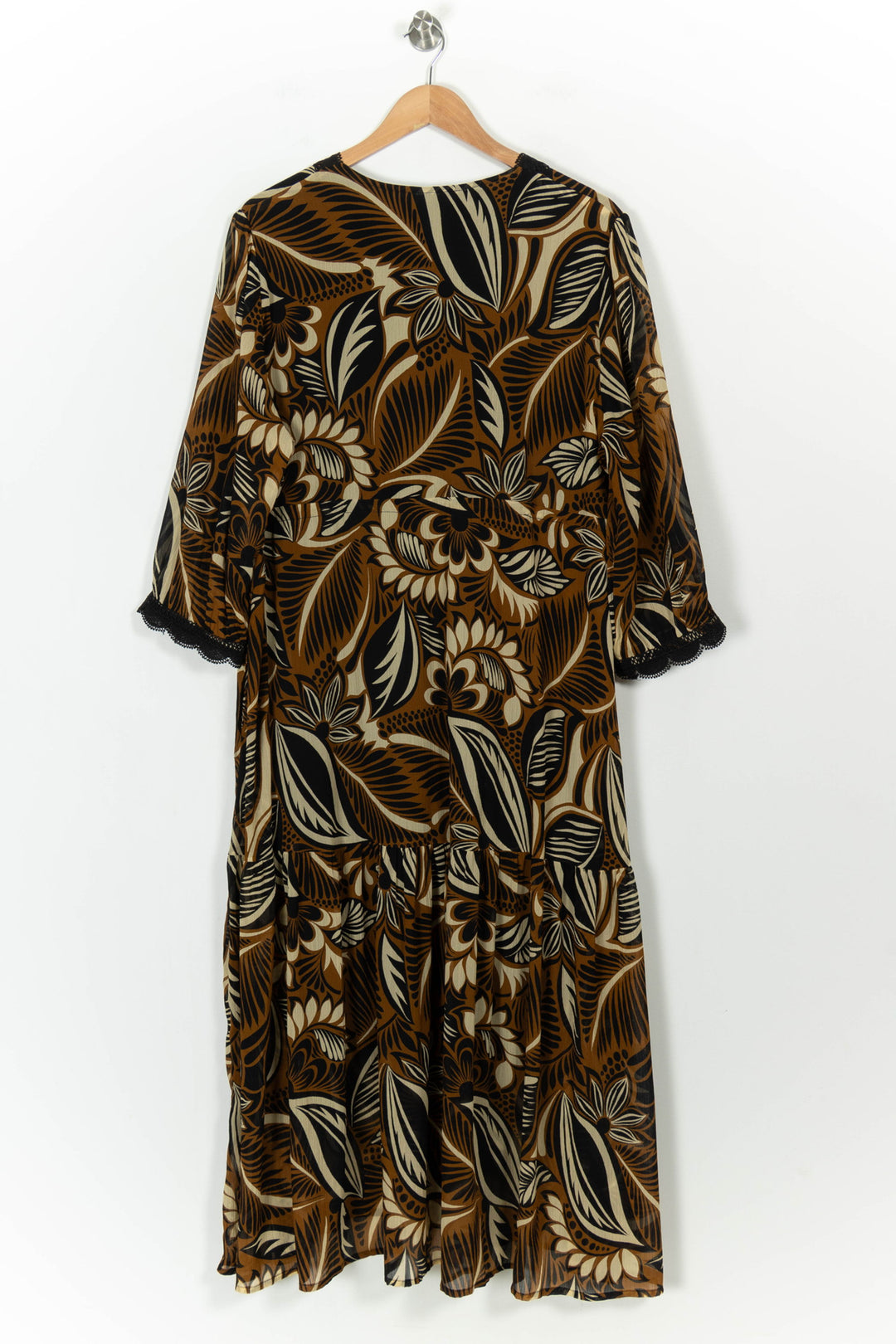Robe Longue Marron et Noire - Taille XXXL/46 de la marque Indies | PARAD106491 - Vendu par Paradigme - Image 4