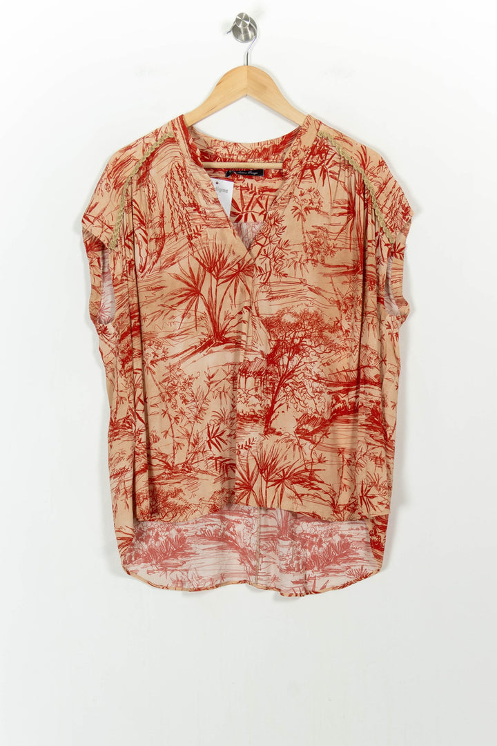 Blouse Orange et Beige - Taille L/40 de la marque Indies | PARAD106492 - Vendu par Paradigme - Image 2