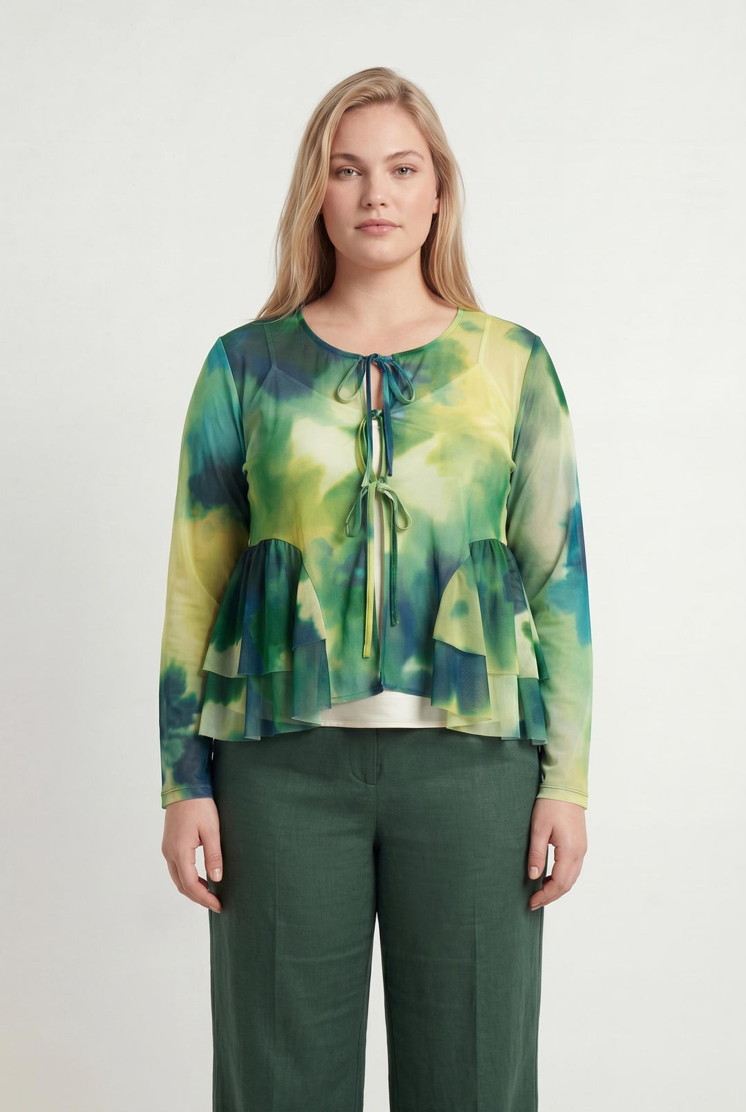 Blouse Verte et Jaune - Taille XXXL/46 de la marque Indies | PARAD106493 - Vendu par Paradigme - Image 1