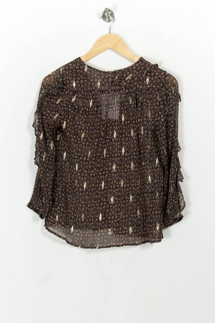 Blouse Marron - Taille XS/34 de la marque ba&sh | PARAD106503 - Vendu par Paradigme - Image 4
