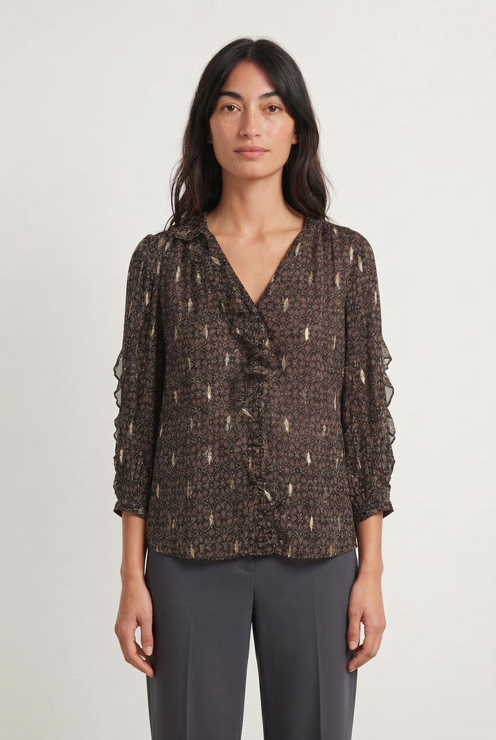 Blouse Marron - Taille XS/34 de la marque ba&sh | PARAD106503 - Vendu par Paradigme - Image 1