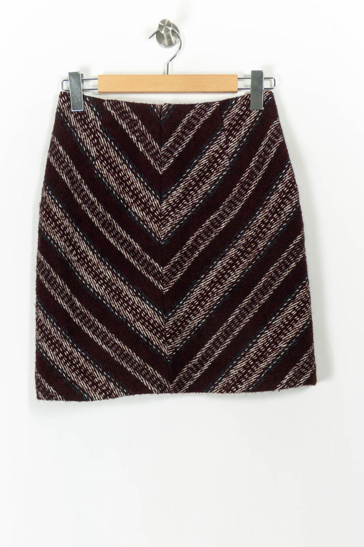 Jupe Courte Bordeaux et Beige - Taille S/36 de la marque Caroll | PARAD106556 - Vendu par Paradigme - Image 4