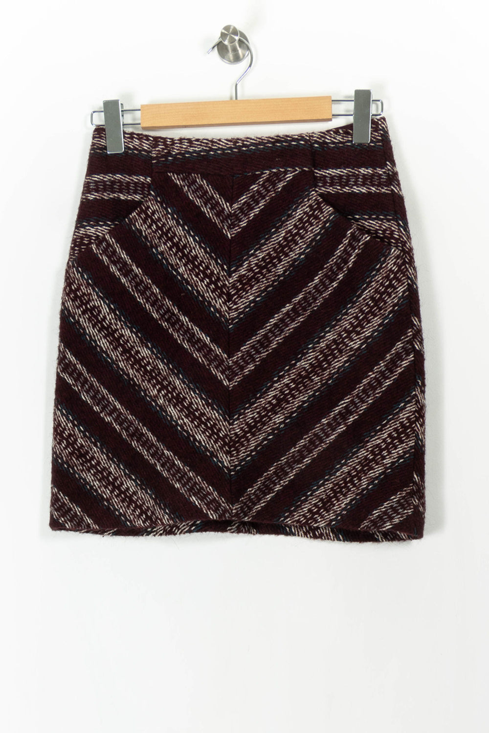 Jupe Courte Bordeaux et Beige - Taille S/36 de la marque Caroll | PARAD106556 - Vendu par Paradigme - Image 2